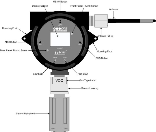 Otis OI-6000 Wired Sensor Assembly Diagram